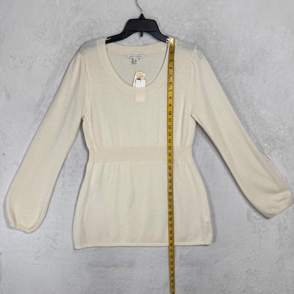 NWT Y2K Banana Republic Cream Babydoll Sweater Size L‎ Bell Sleeve Wool Cashmere - Picture 10 of 16